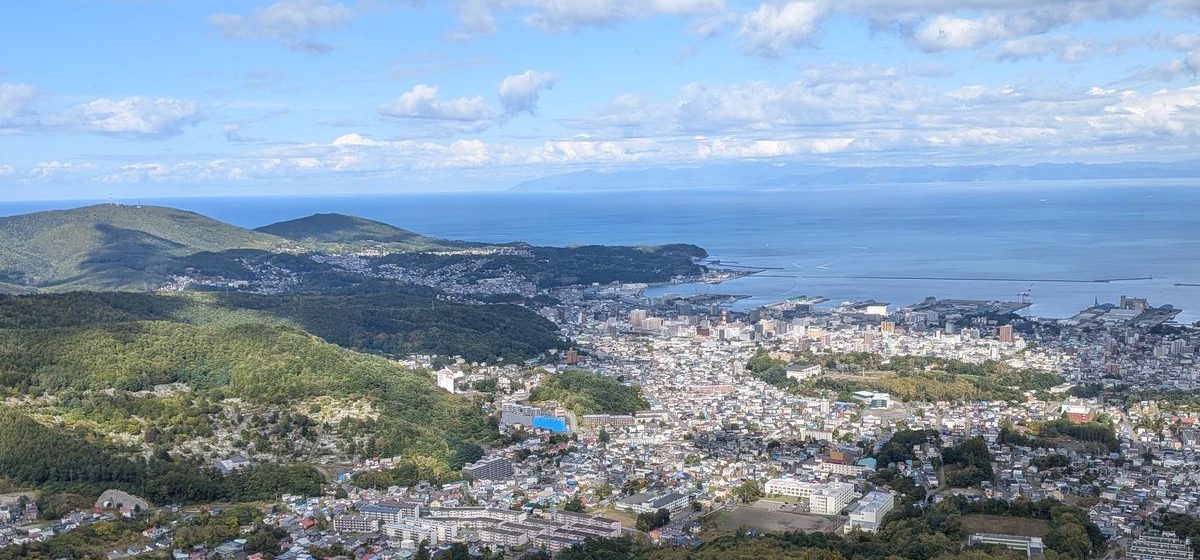Otaru, Hokkaido, seen from Mount Tenguyama with the harbor and sea beyond